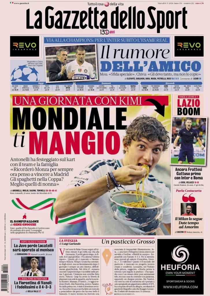 Le prime pagine dei principali quotidiani sportivi – 8 settembre 24 la gazzetta dello sport 031802m6nbcho