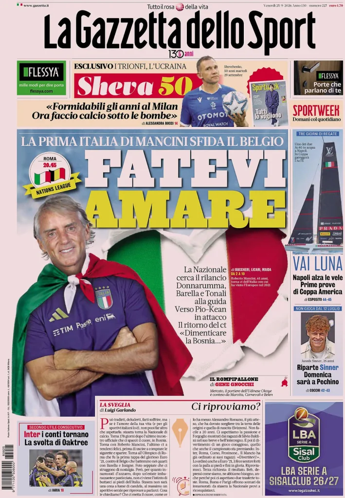 Rassegna stampa Lazio: prime pagine quotidiani sportivi - 25 settembre 2026 4 la gazzetta dello sport 031806ics4duf