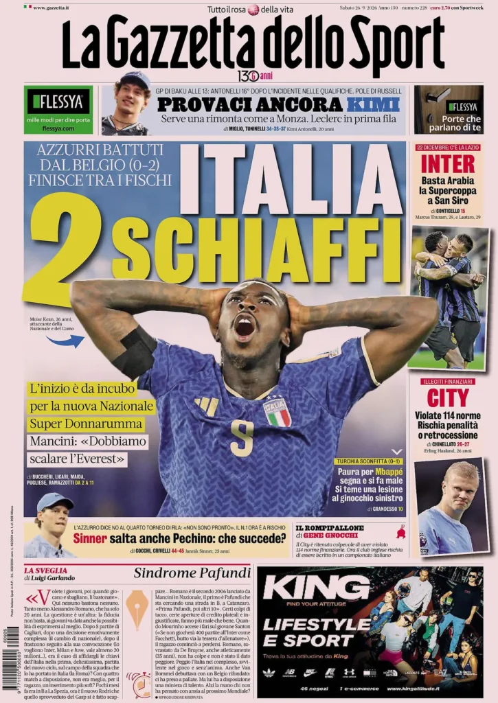 Le prime pagine dei principali quotidiani sportivi – 26 settembre 4 la gazzetta dello sport 032304ykgc61q