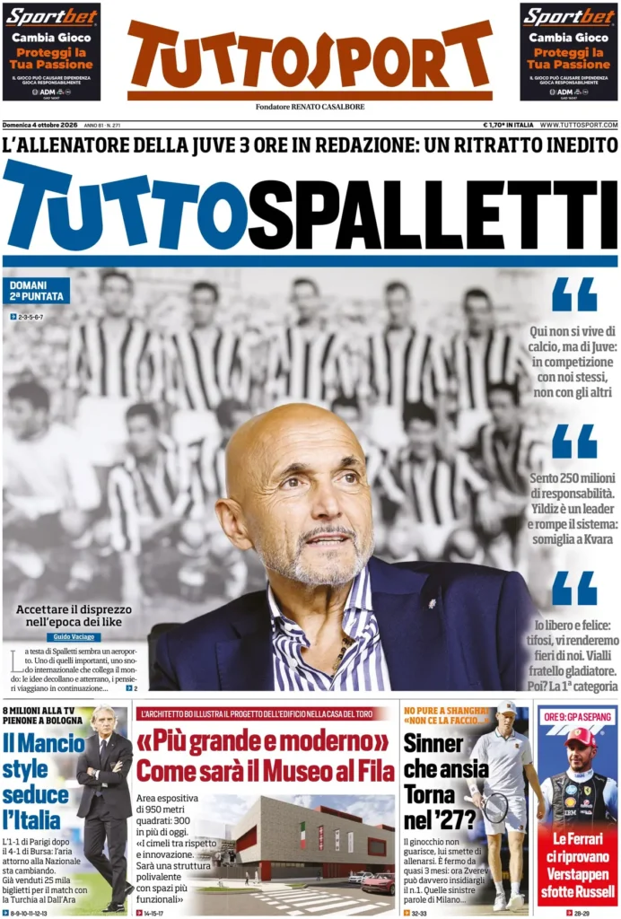 Le prime pagine dei principali quotidiani sportivi – 4 ottobre 2 tuttosport 0203291r6cfqo