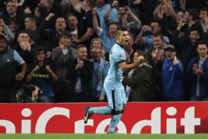 aguero esulta manchester city champions league settembre 2014 ifa